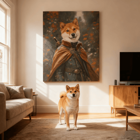 Warrior Cape Portrait - Custom Oil Pet Portrait - Voyapaws