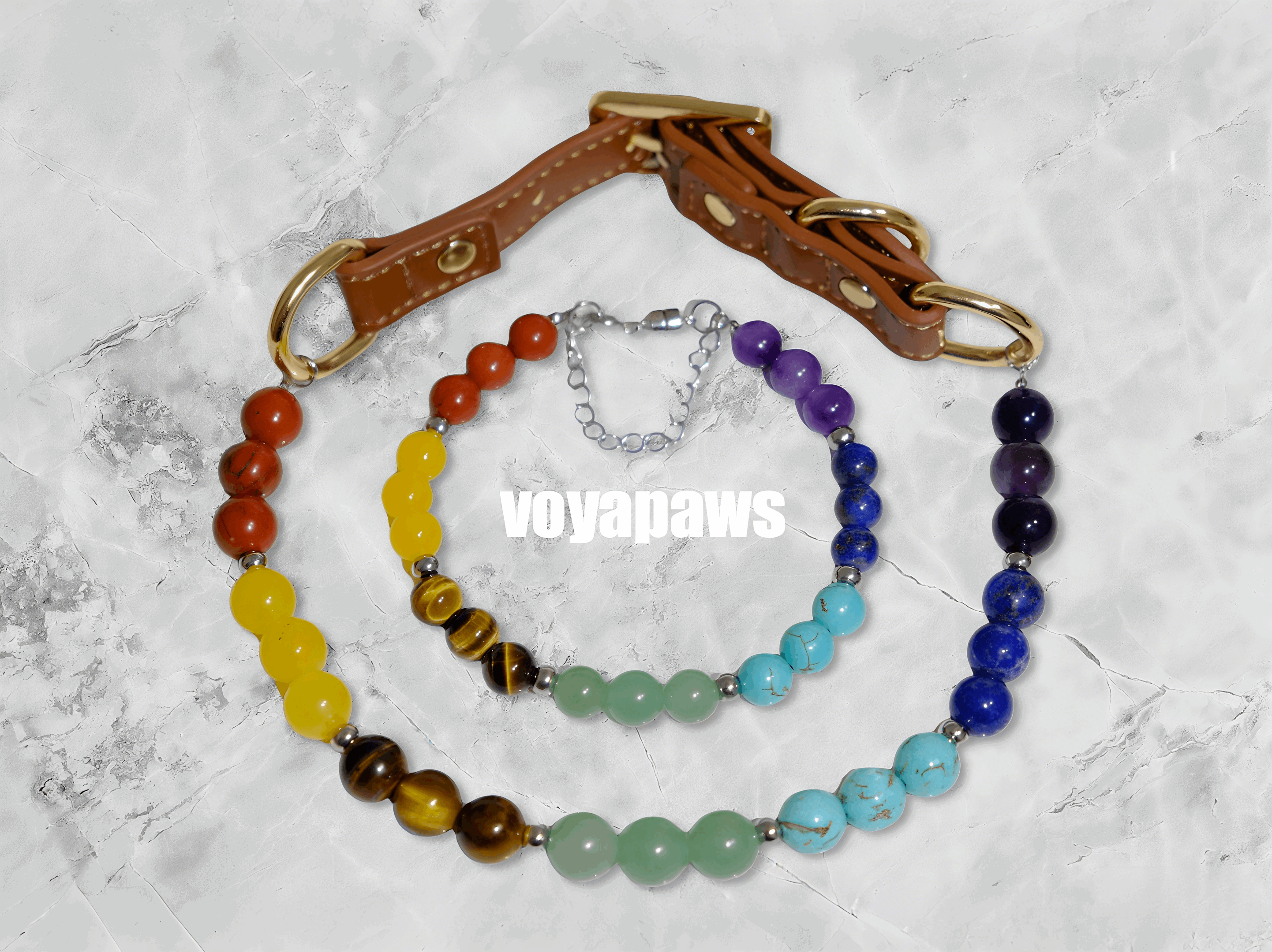 Matching Adult Bracelet-Colorful Energy Pet Crystal Necklace