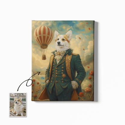 Aristocrat & Balloon - Custom Oil Pet Portrait - Voyapaws
