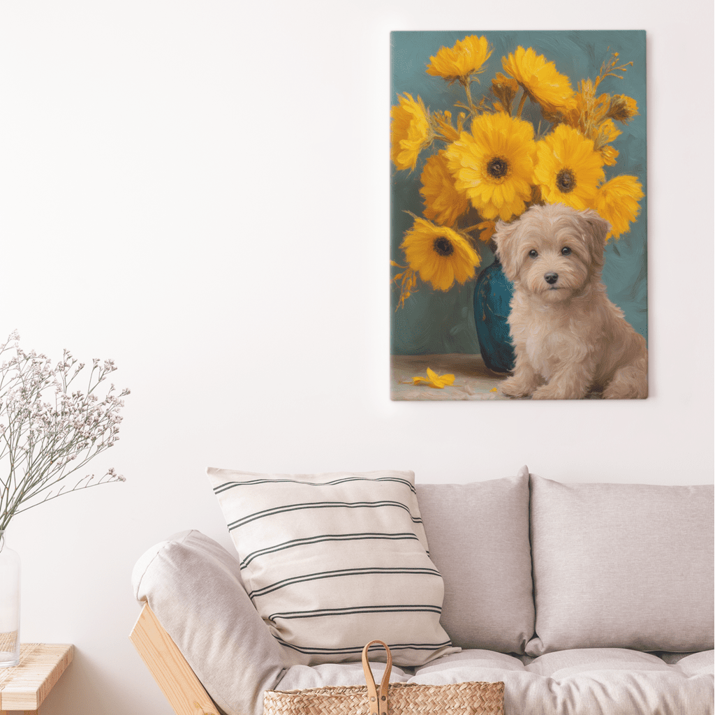 Blue Vase Sunflower - Custom Pet Portrait - Voyapaws