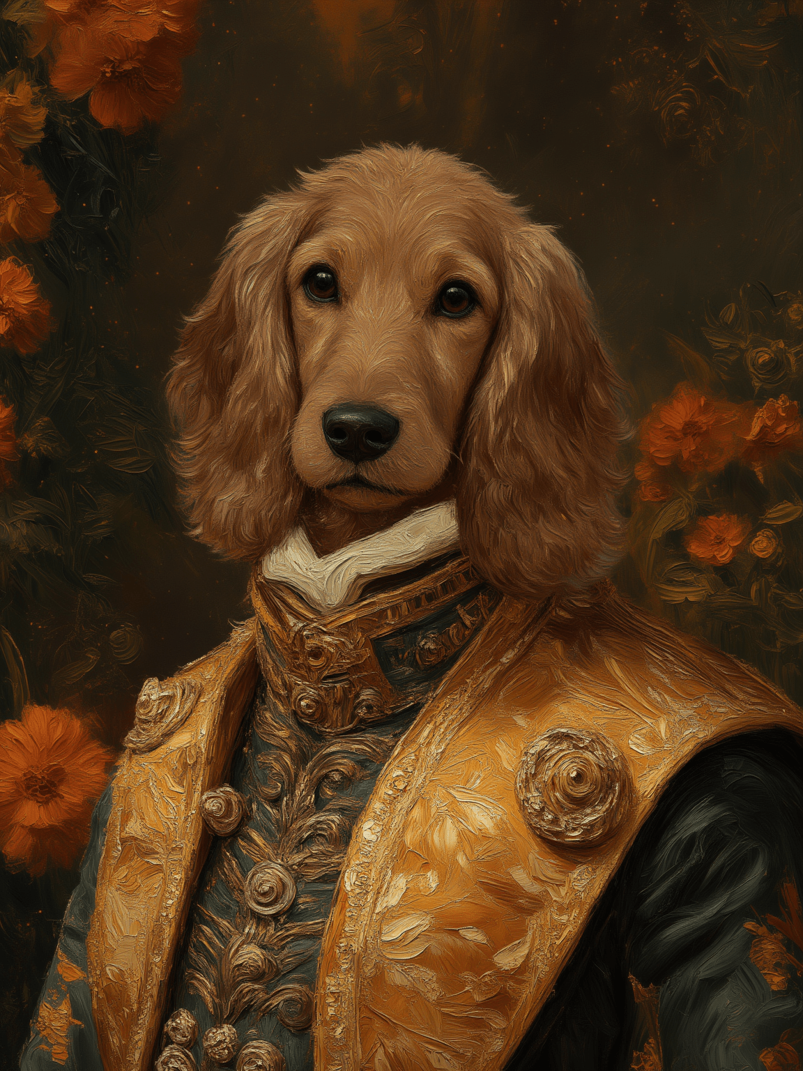 Court Black Gold Royal - Custom Oil Pet Portrait - Voyapaws