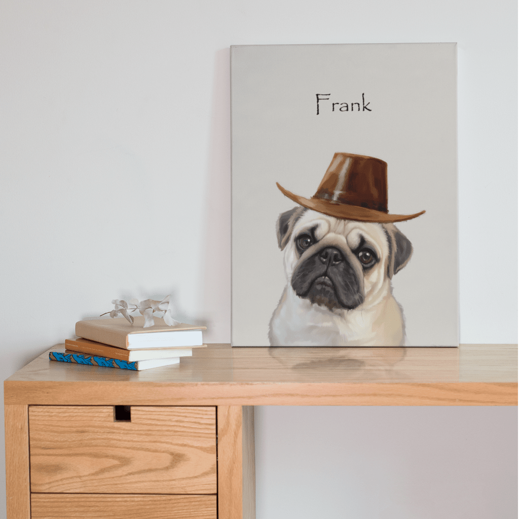 cowboy hat - Custom Pet Portrait - Voyapaws