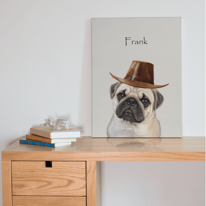 cowboy hat - Custom Pet Portrait - Voyapaws