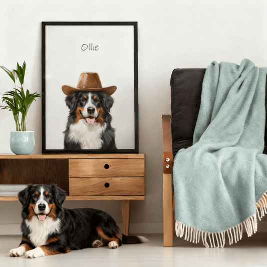 cowboy hat - Custom Pet Portrait - Voyapaws