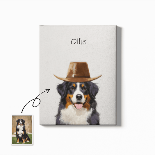 cowboy hat - Custom Pet Portrait - Voyapaws