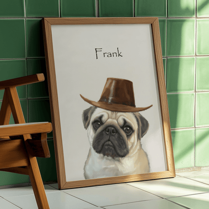 cowboy hat - Custom Pet Portrait - Voyapaws