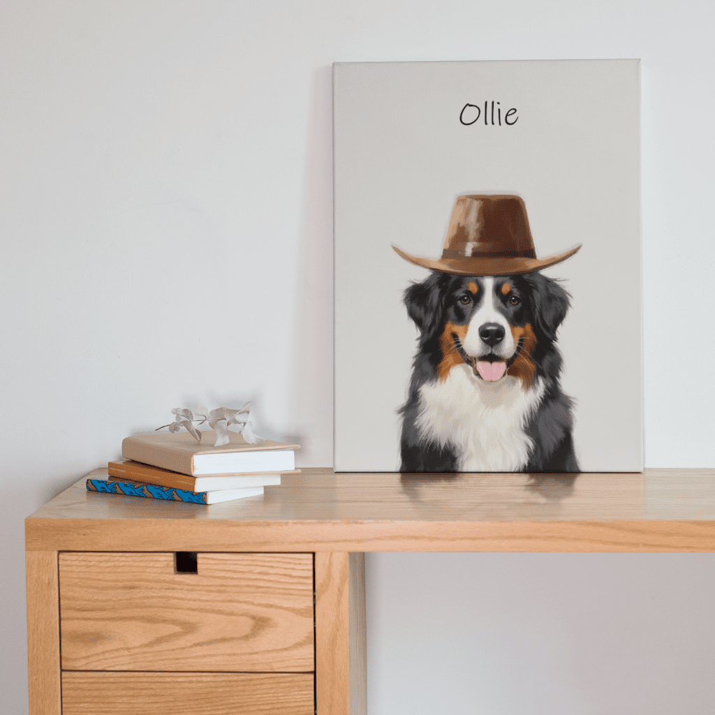 cowboy hat - Custom Pet Portrait - Voyapaws