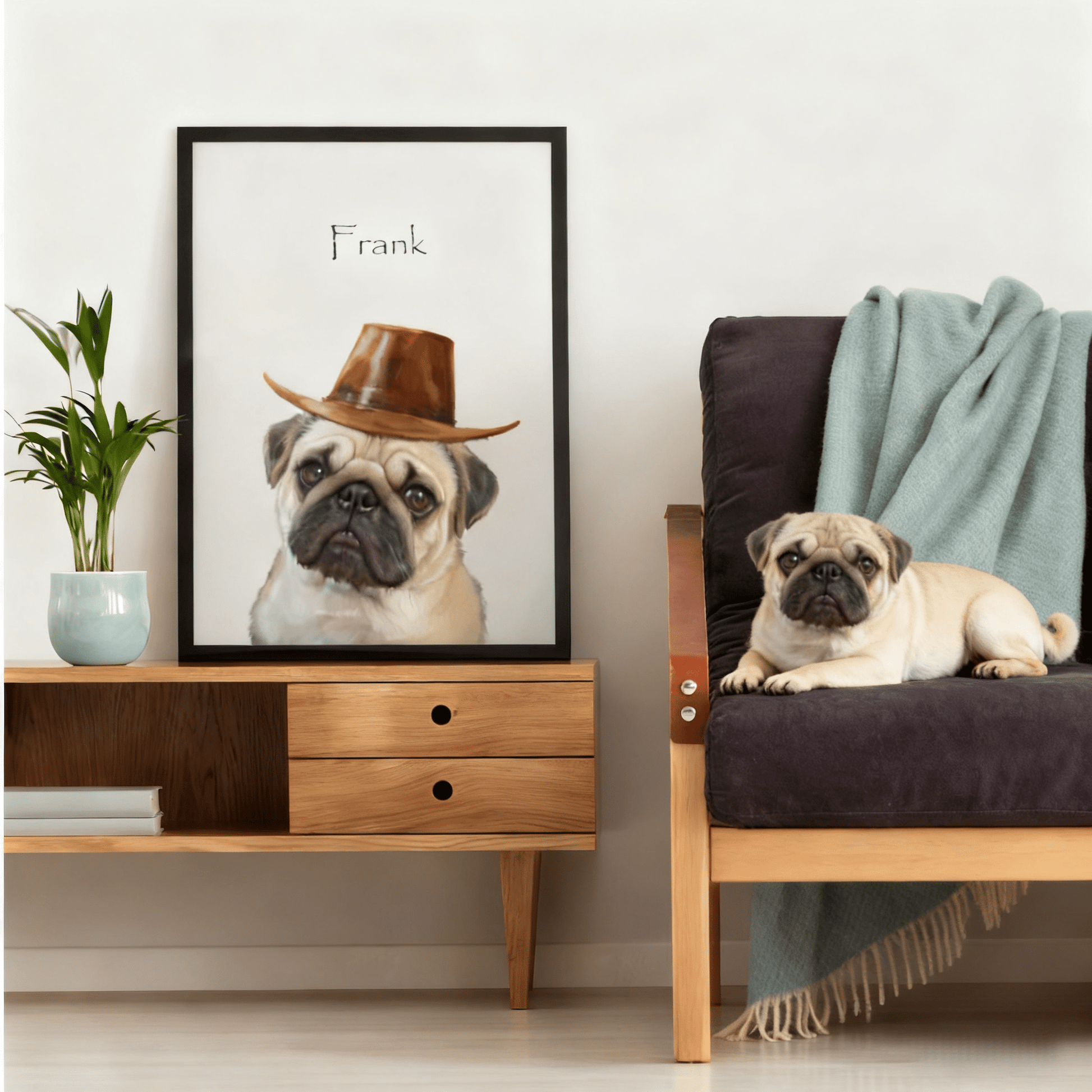 cowboy hat - Custom Pet Portrait - Voyapaws