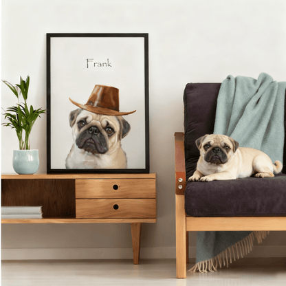 cowboy hat - Custom Pet Portrait - Voyapaws