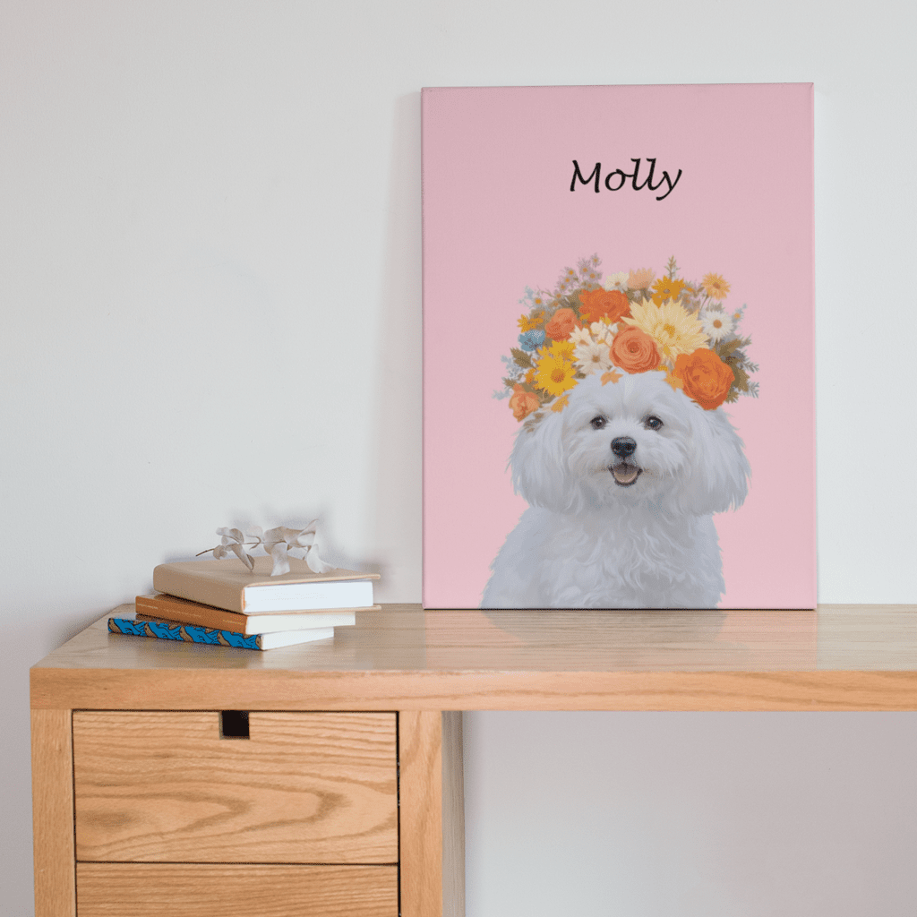 Flower crown - Custom Pet Portrait - Voyapaws