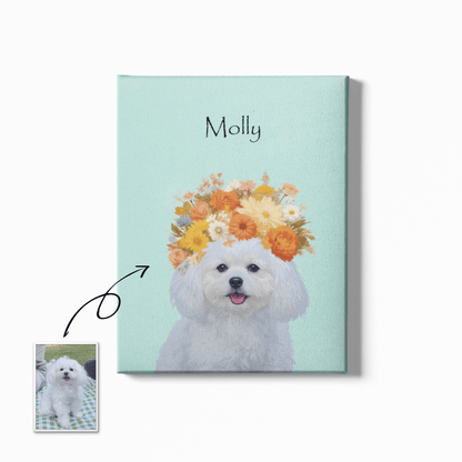 Flower crown - Custom Pet Portrait - Voyapaws
