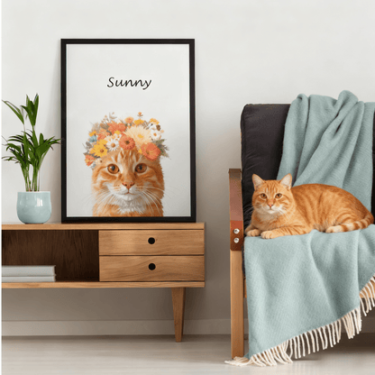 Flower crown - Custom Pet Portrait - Voyapaws