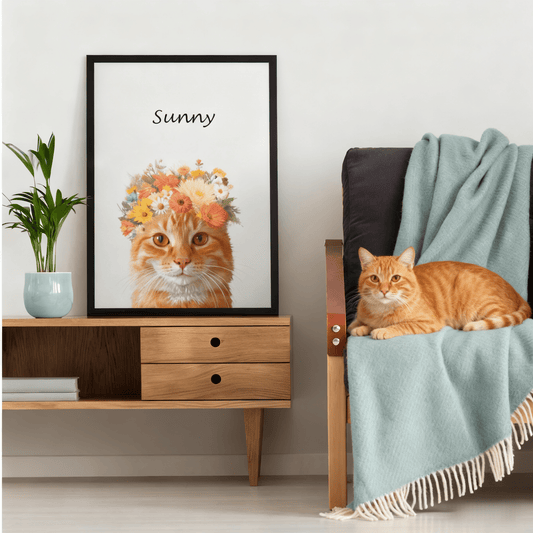 Flower crown - Custom Pet Portrait - Voyapaws