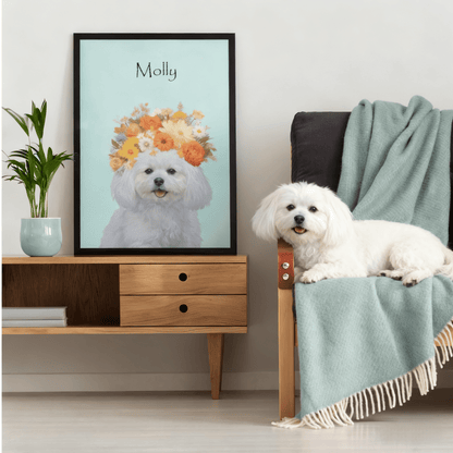 Flower crown - Custom Pet Portrait - Voyapaws