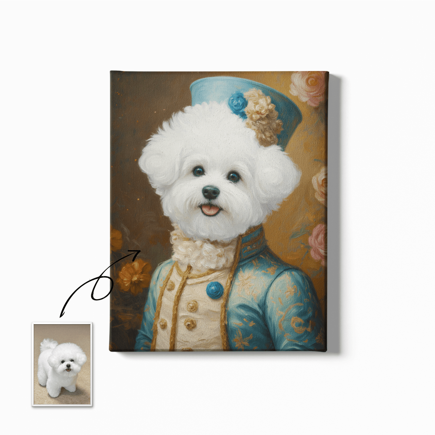 Noble Attire Royal Elegance - Custom Oil Pet Portrait - Voyapaws