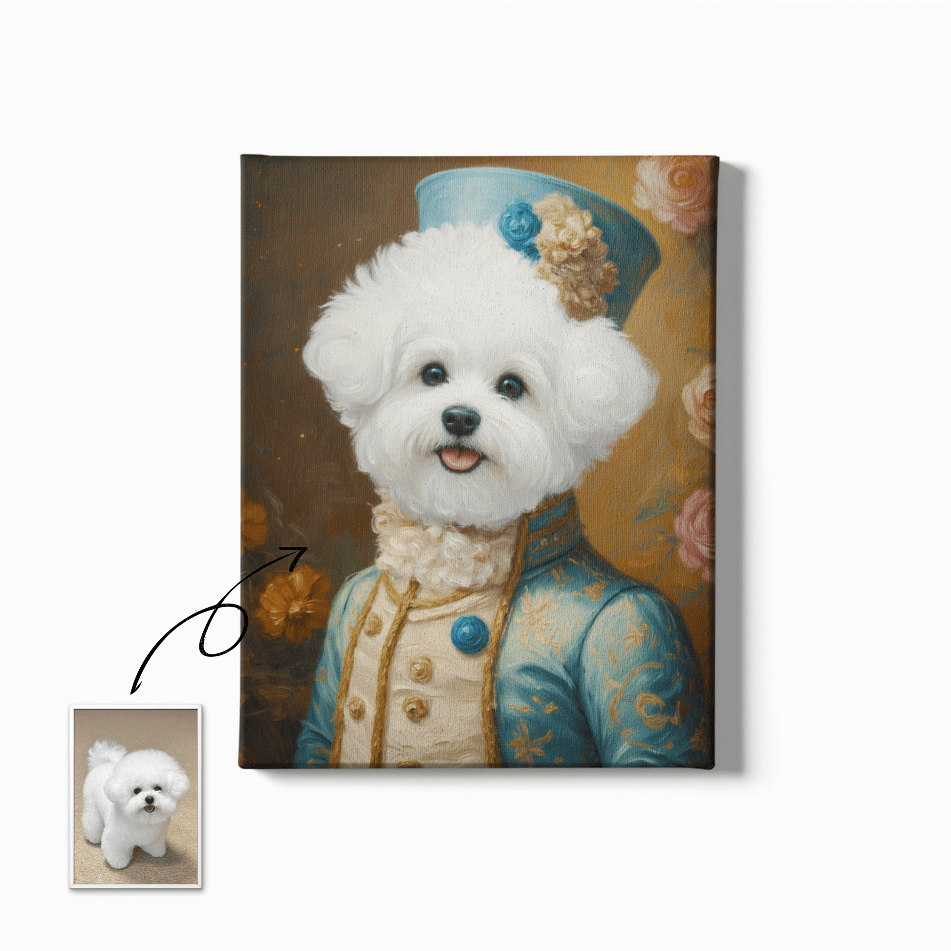 Noble Attire Royal Elegance - Custom Oil Pet Portrait - Voyapaws