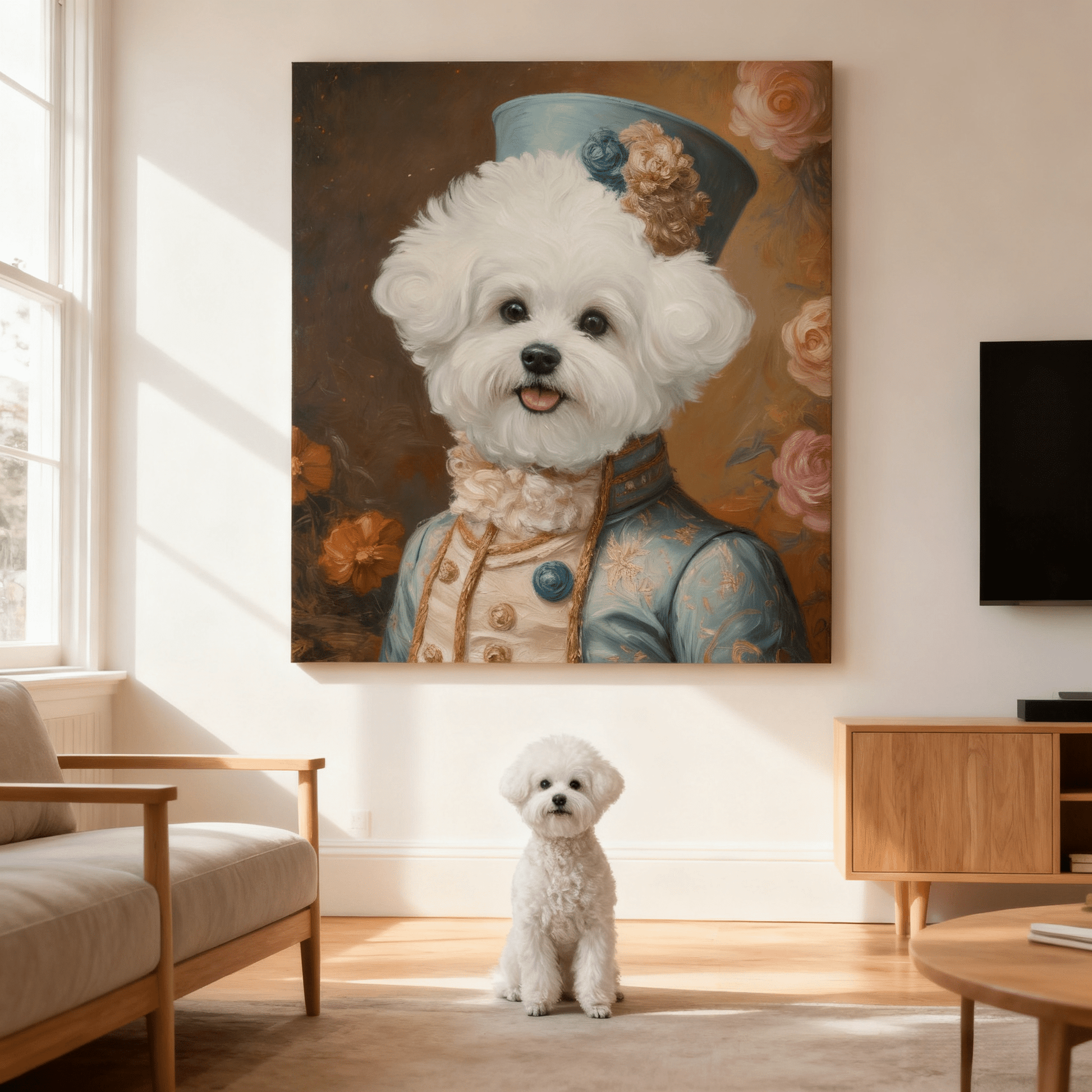 Noble Attire Royal Elegance - Custom Oil Pet Portrait - Voyapaws