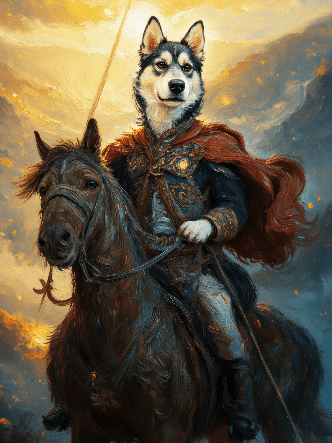 Noble Knight Portrait - Custom Oil Pet Portrait - Voyapaws