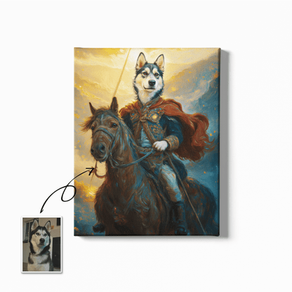 Noble Knight Portrait - Custom Oil Pet Portrait - Voyapaws