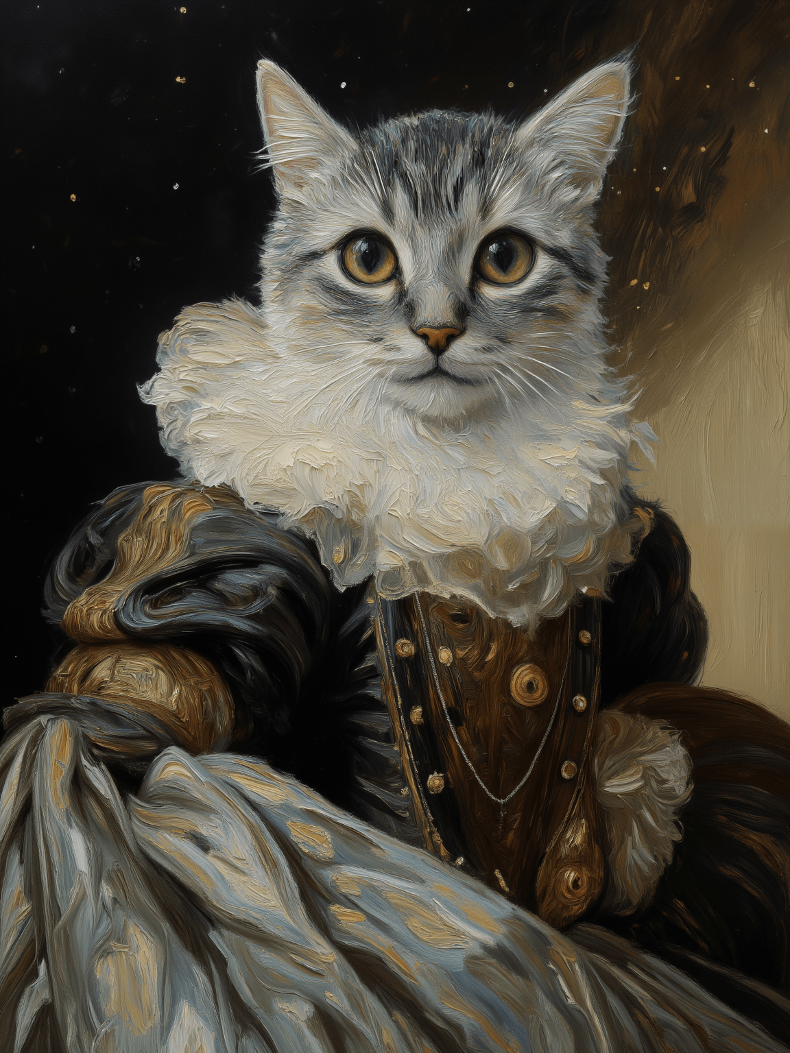 Opulent Sleeve Gown - Custom Oil Pet Portrait - Voyapaws