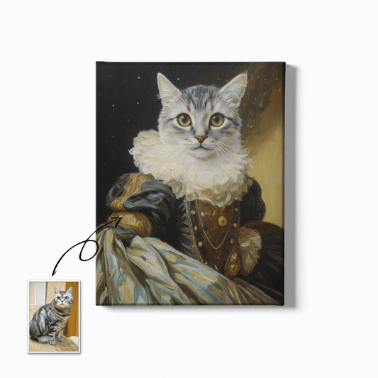 Opulent Sleeve Gown - Custom Oil Pet Portrait - Voyapaws