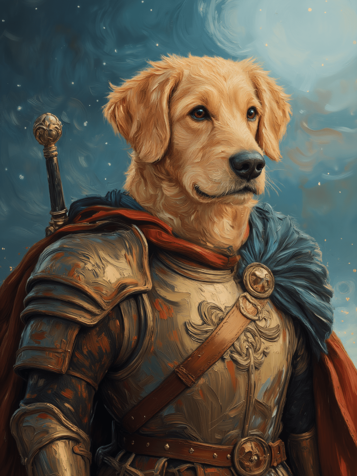 The Glory of the Warrior - Custom Oil Pet Portrait - Voyapaws