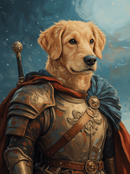 The Glory of the Warrior - Custom Oil Pet Portrait - Voyapaws