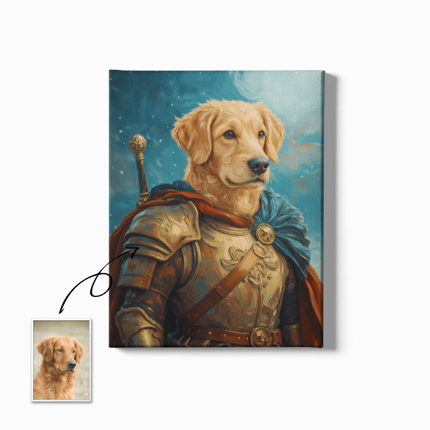 The Glory of the Warrior - Custom Oil Pet Portrait - Voyapaws