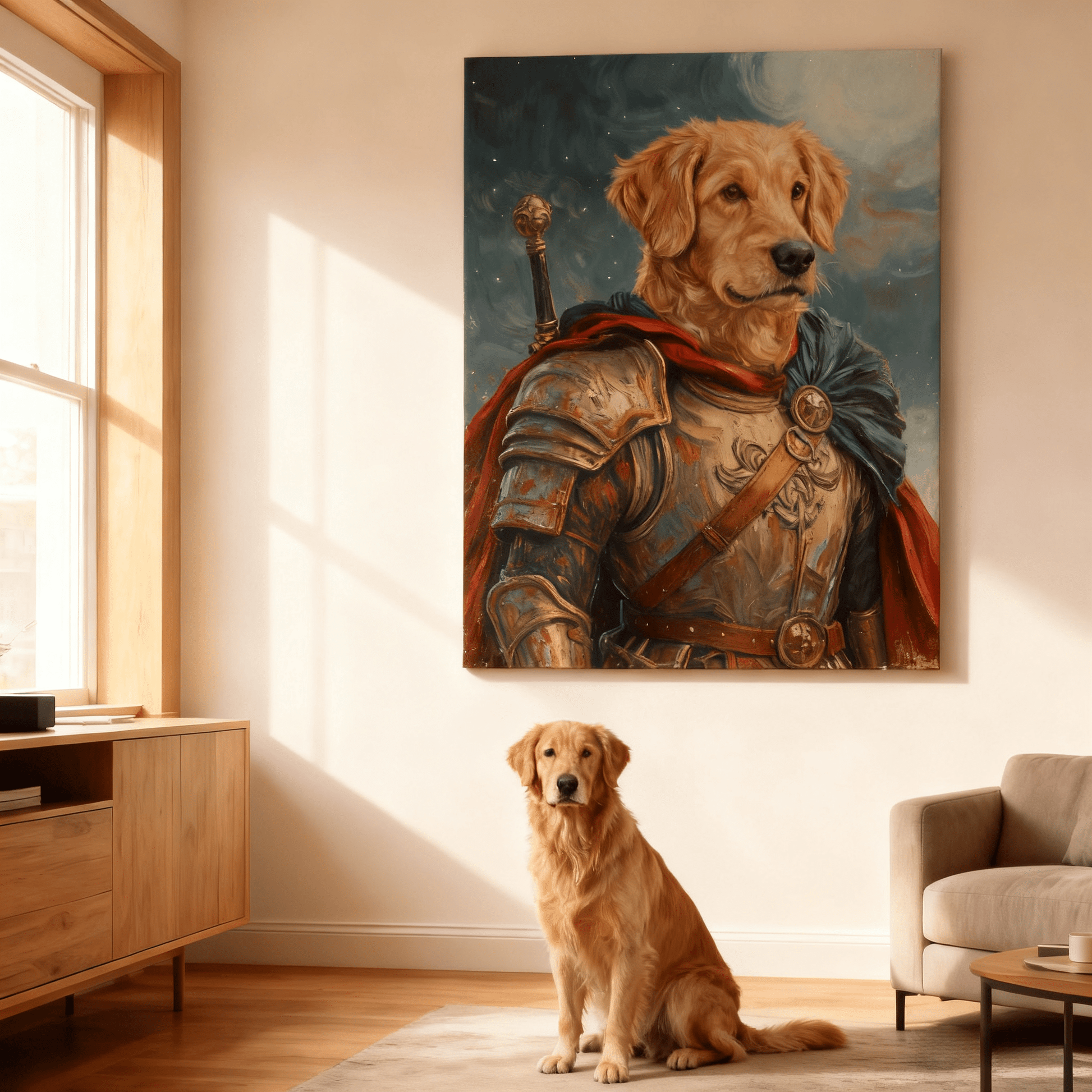 The Glory of the Warrior - Custom Oil Pet Portrait - Voyapaws