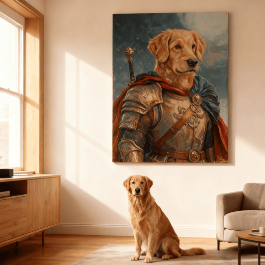 The Glory of the Warrior - Custom Oil Pet Portrait - Voyapaws