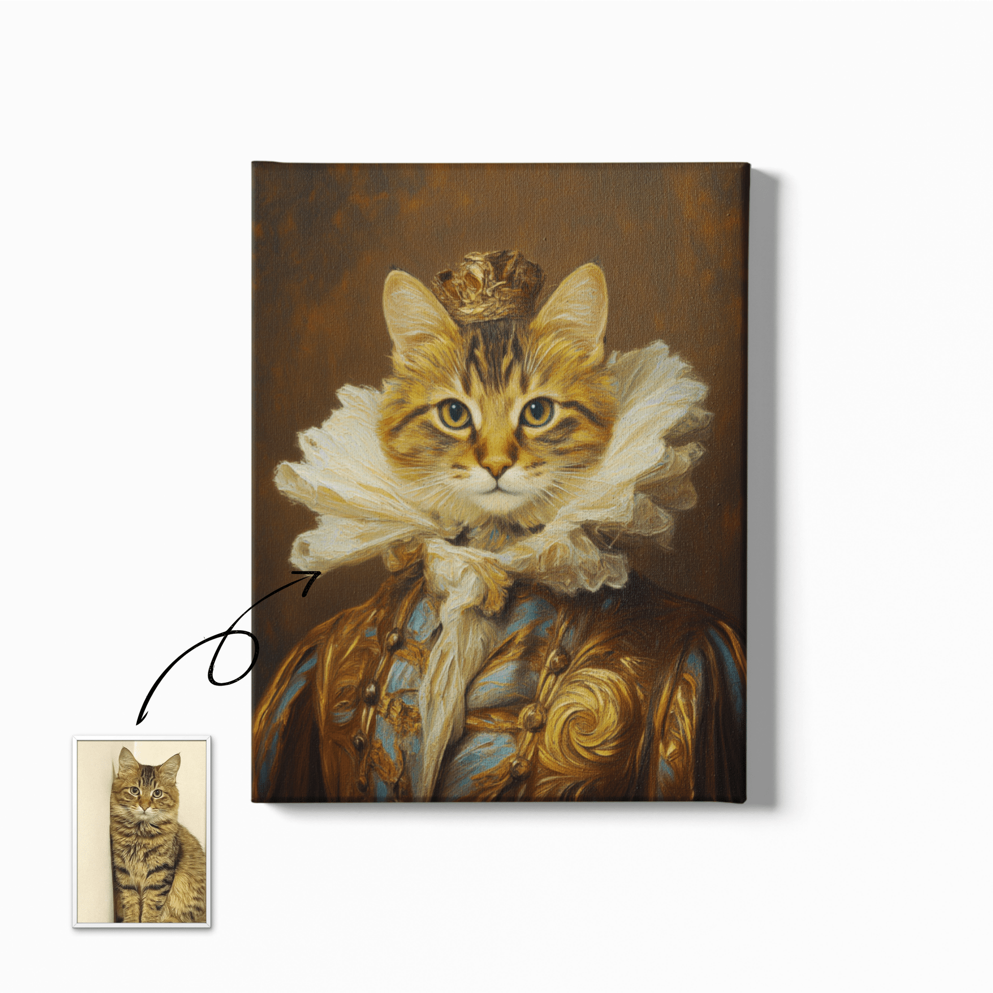 The Majestic Crowned Royal Pet Portrait - Custom Oil Pet Portrait - Voyapaws