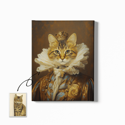The Majestic Crowned Royal Pet Portrait - Custom Oil Pet Portrait - Voyapaws