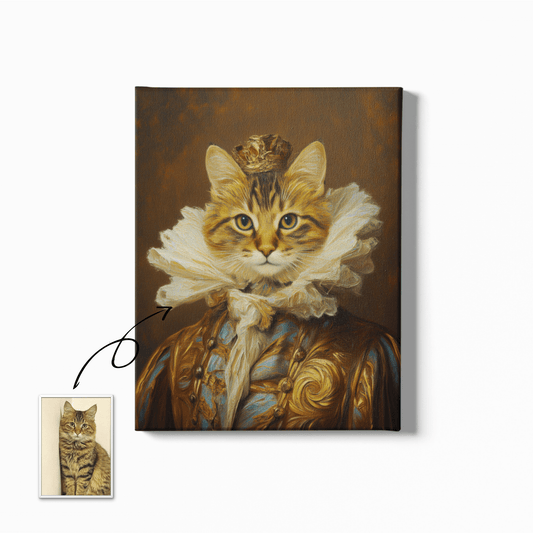 The Majestic Crowned Royal Pet Portrait - Custom Oil Pet Portrait - Voyapaws