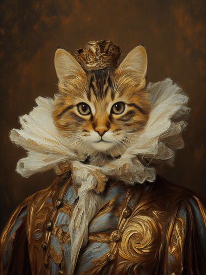 The Majestic Crowned Royal Pet Portrait - Custom Oil Pet Portrait - Voyapaws