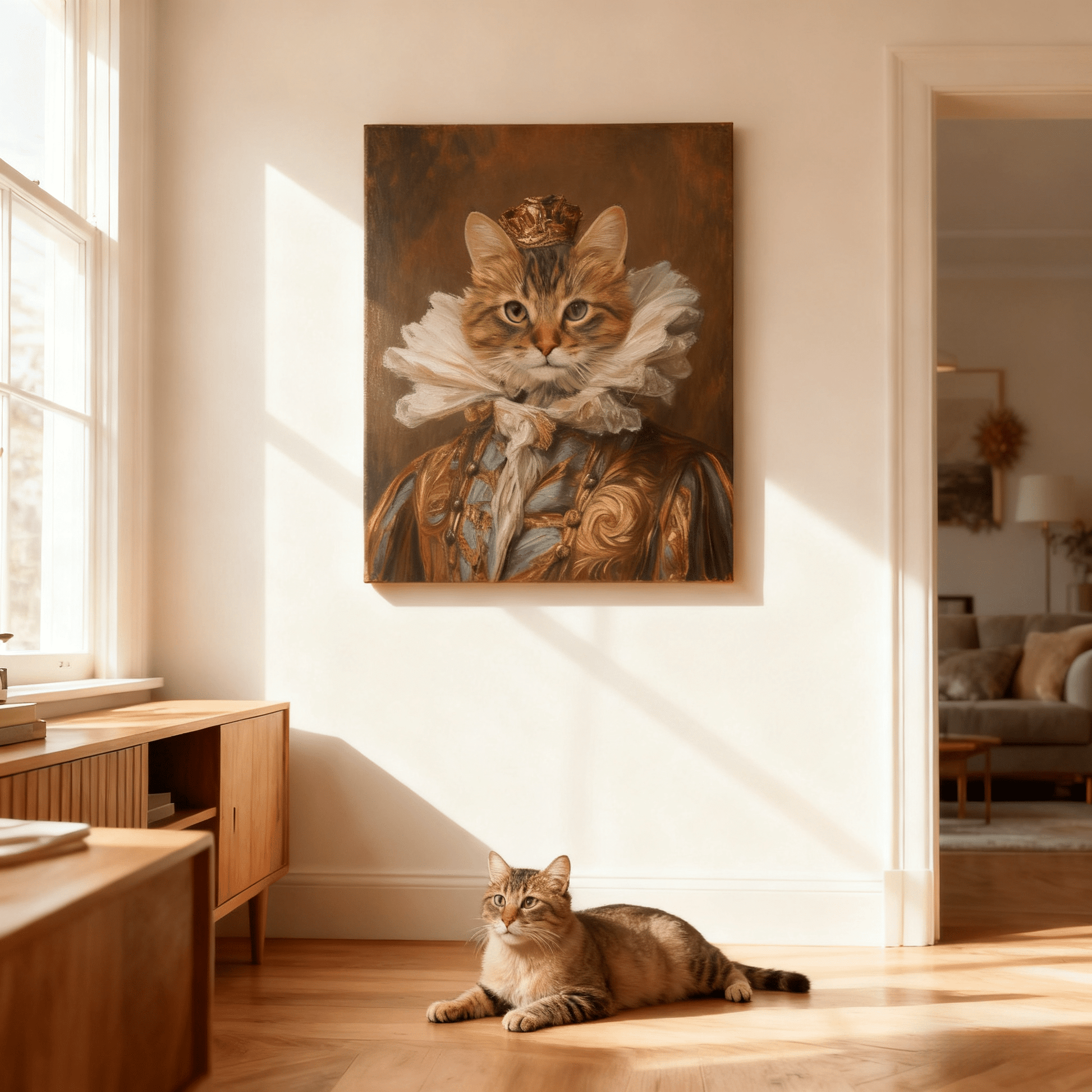 The Majestic Crowned Royal Pet Portrait - Custom Oil Pet Portrait - Voyapaws