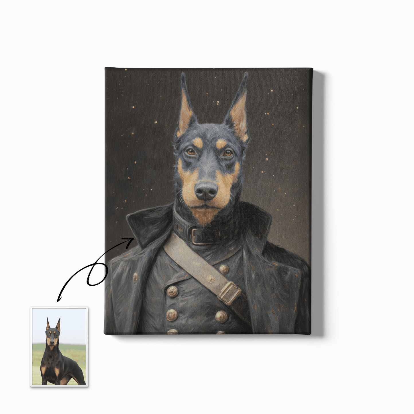 Vintage Military Officer Portrait Art - Custom Oil Pet Portrait - Voyapaws
