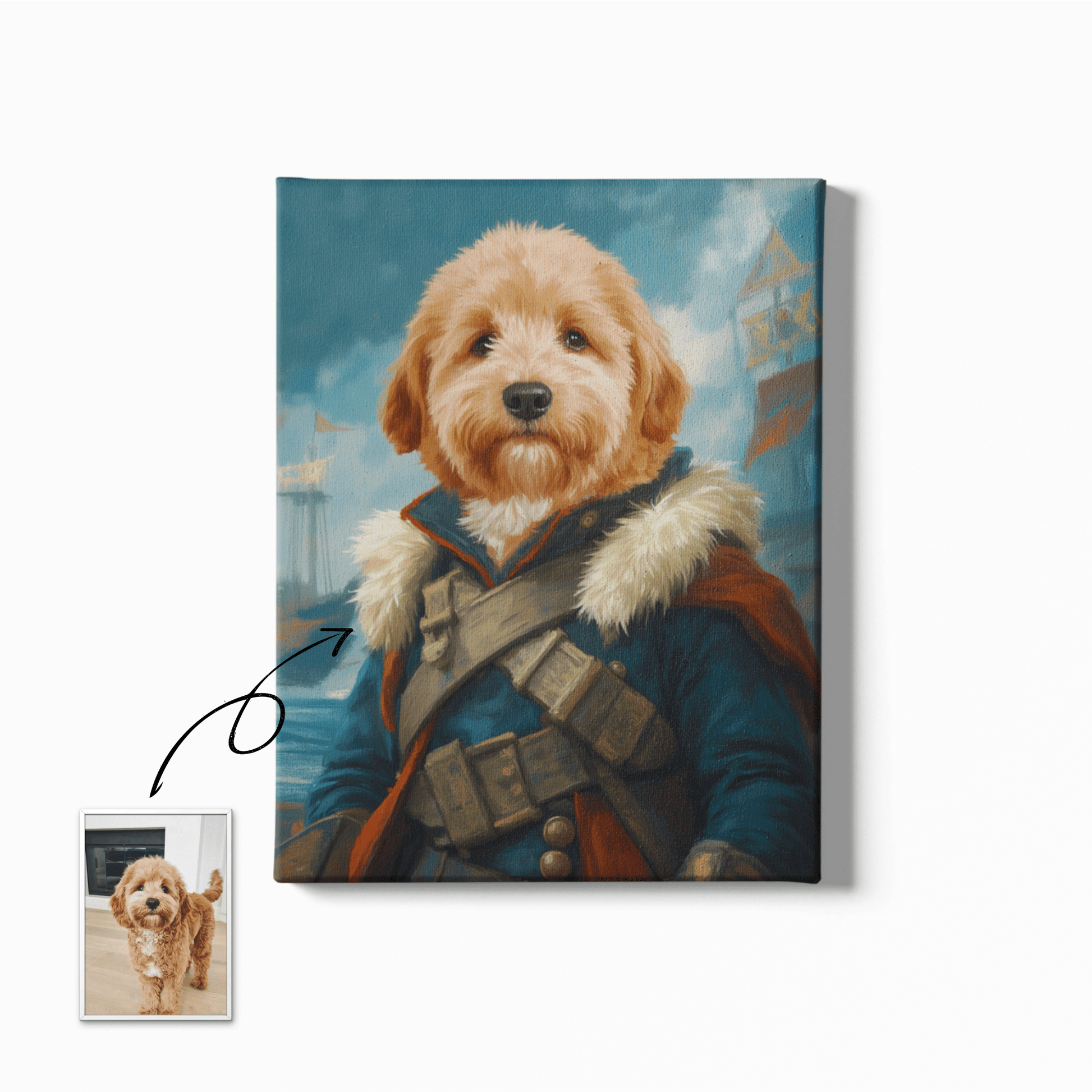 Vintage Nautical Portrait Art - Custom Oil Pet Portrait - Voyapaws