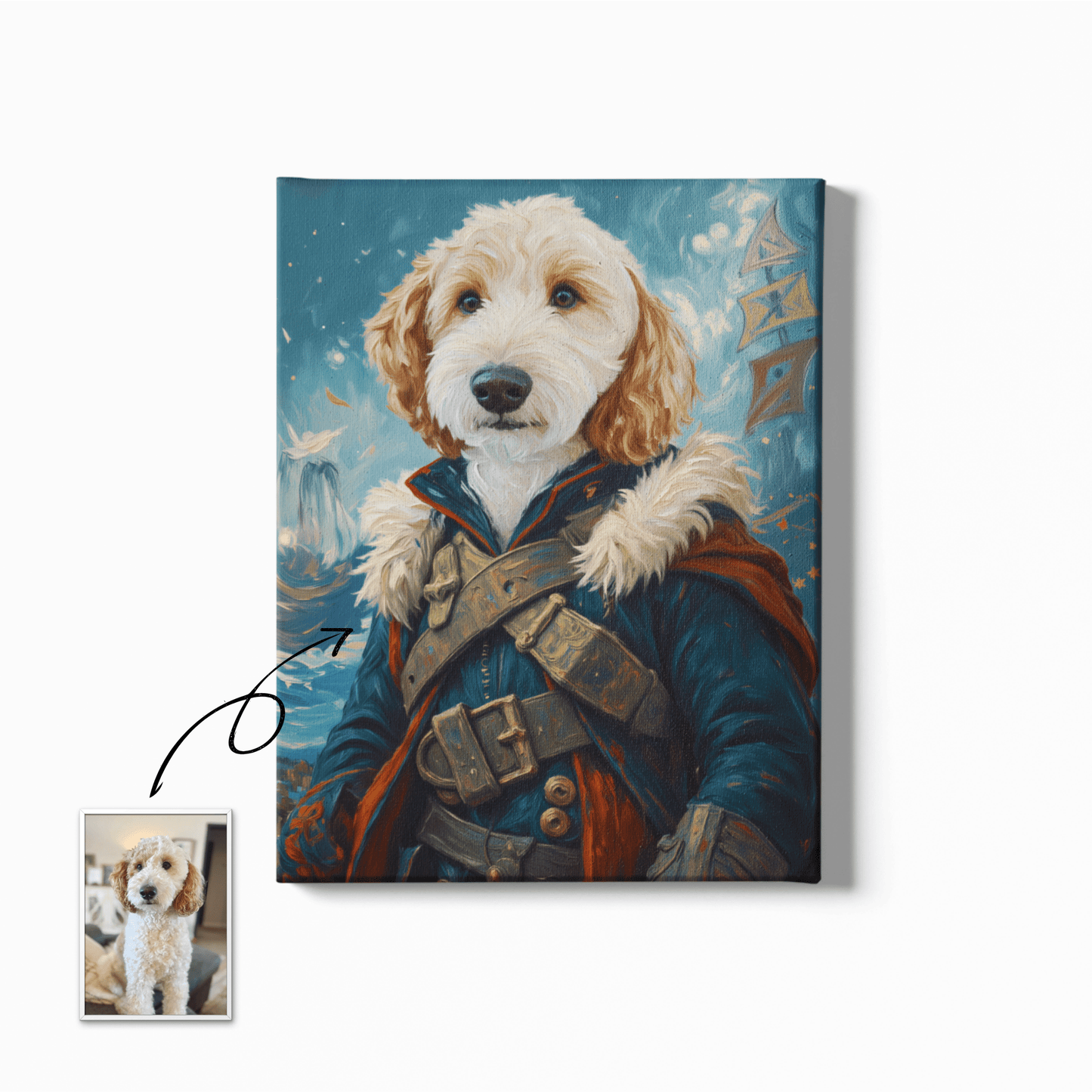 Vintage Nautical Portrait Art - Custom Oil Pet Portrait - Voyapaws