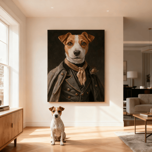 Vintage Officer Portrait Art - Custom Oil Pet Portrait - Voyapaws
