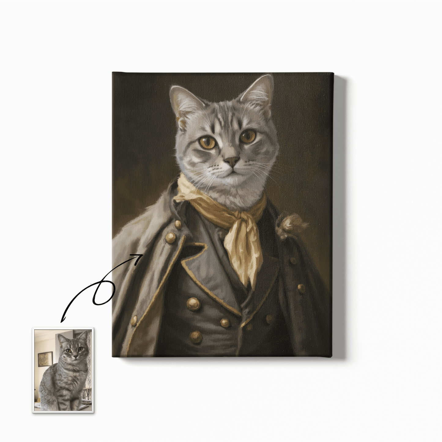 Vintage Officer Portrait Art - Custom Oil Pet Portrait - Voyapaws