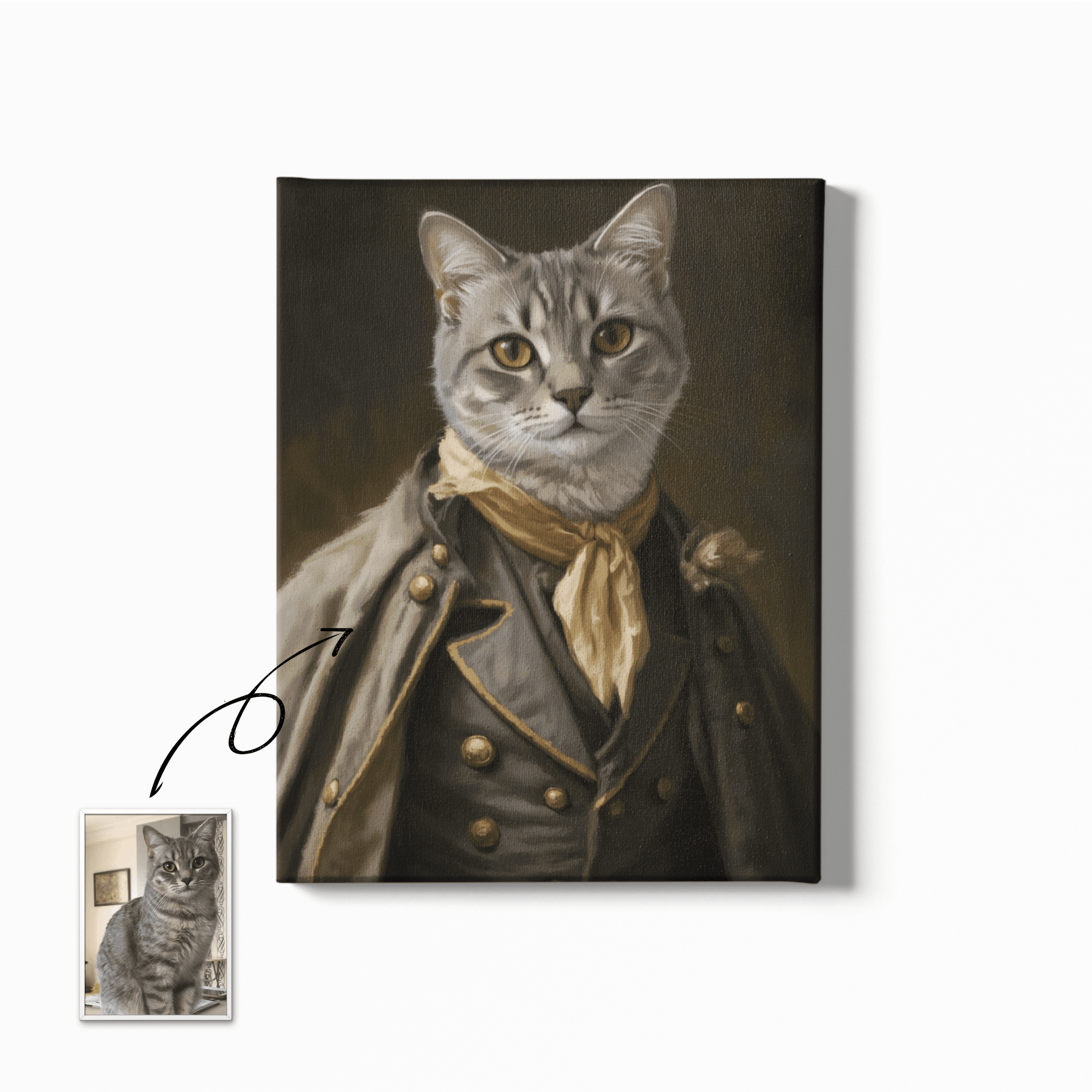 Vintage Officer Portrait Art - Custom Oil Pet Portrait - Voyapaws