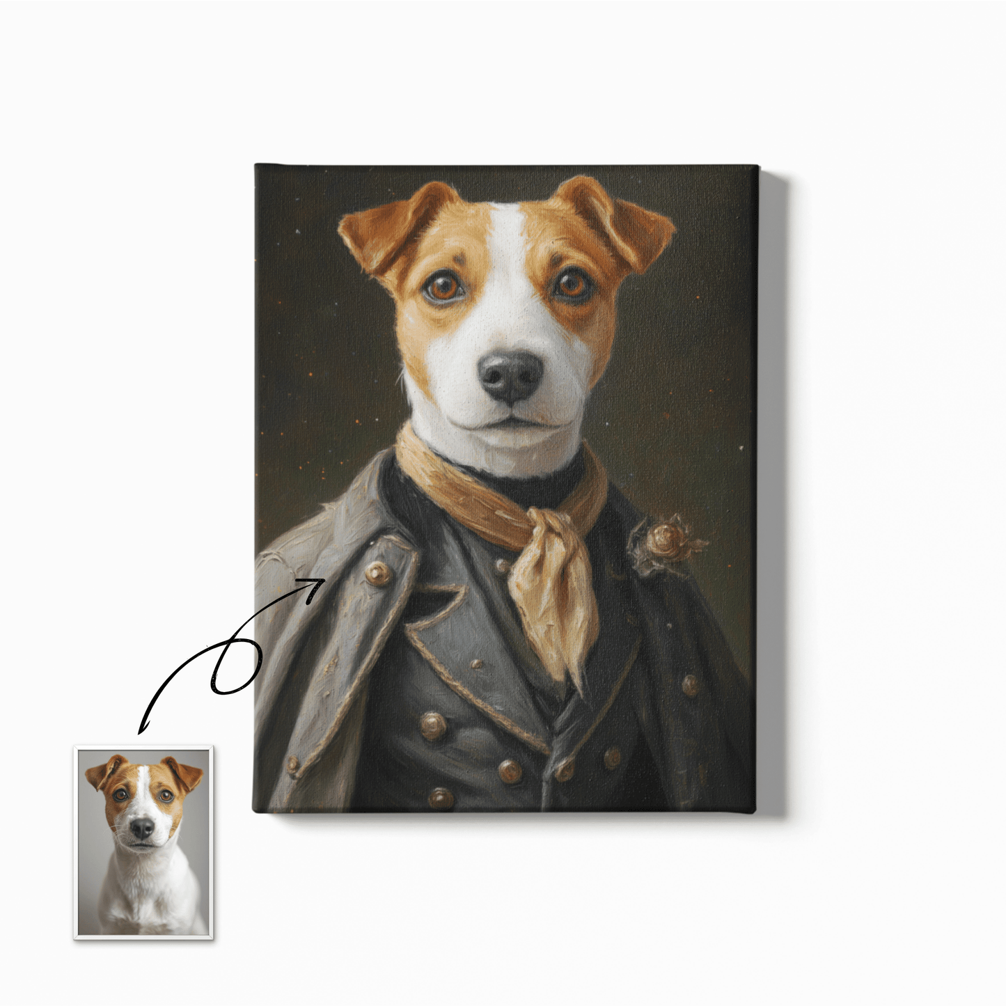 Vintage Officer Portrait Art - Custom Oil Pet Portrait - Voyapaws