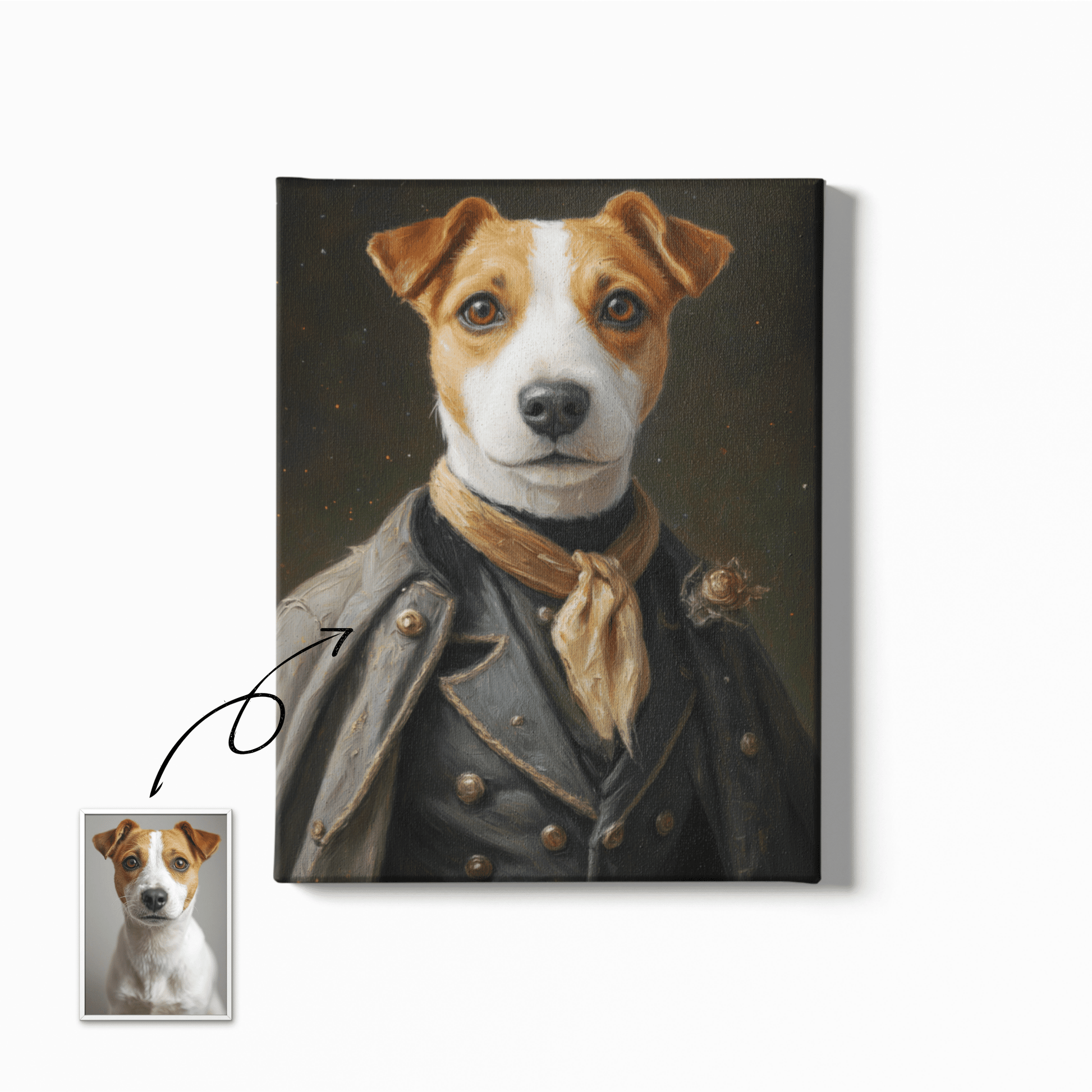 Vintage Officer Portrait Art - Custom Oil Pet Portrait - Voyapaws