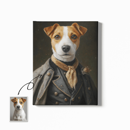 Vintage Officer Portrait Art - Custom Oil Pet Portrait - Voyapaws