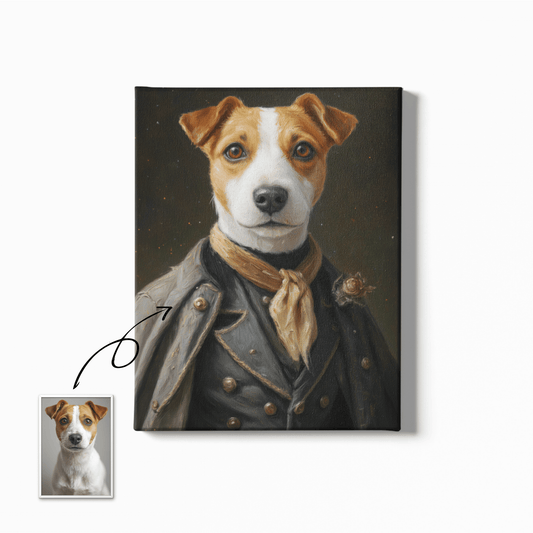 Vintage Officer Portrait Art - Custom Oil Pet Portrait - Voyapaws