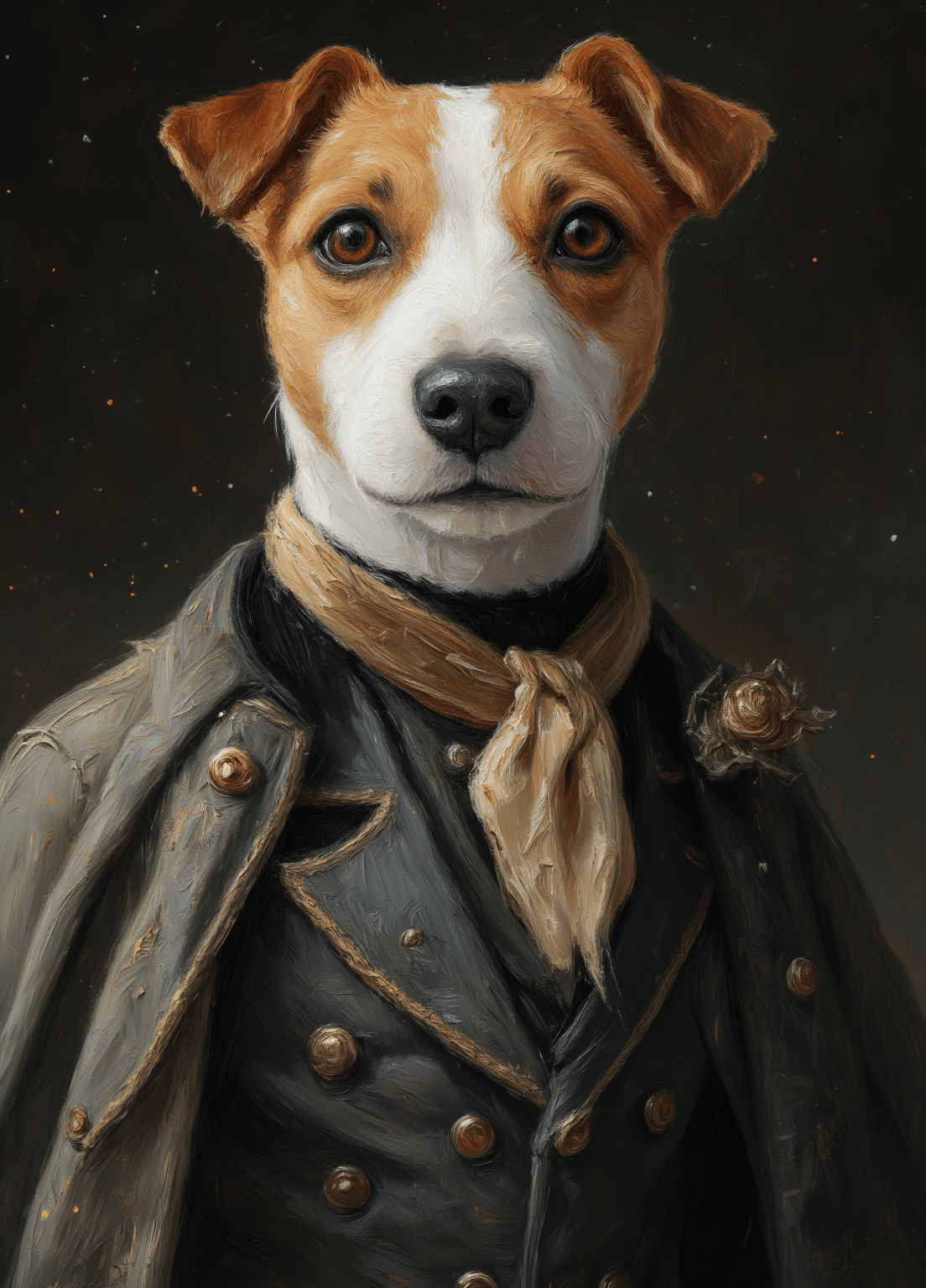 Vintage Officer Portrait Art - Custom Oil Pet Portrait - Voyapaws