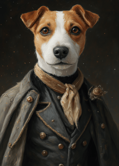 Vintage Officer Portrait Art - Custom Oil Pet Portrait - Voyapaws