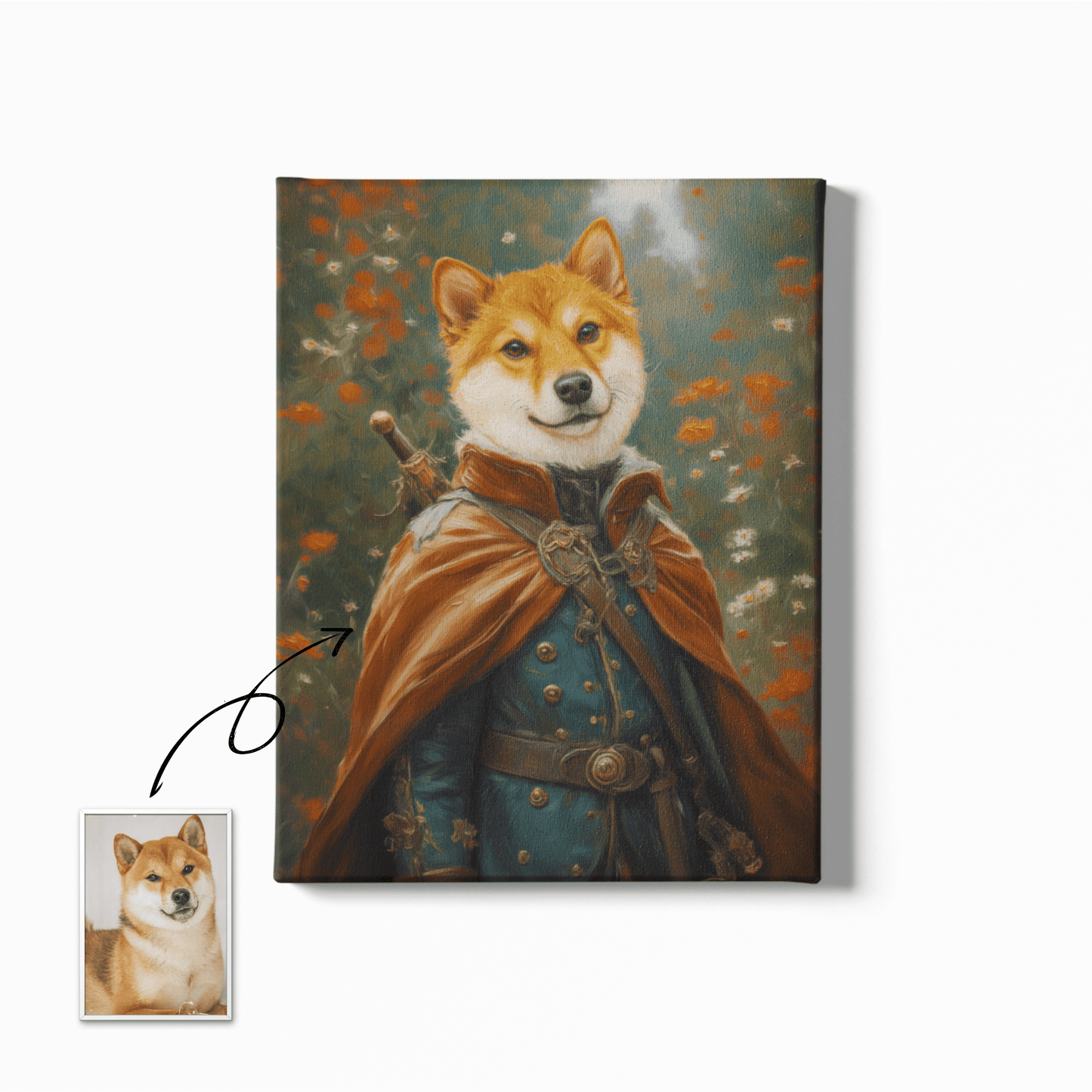 Warrior Cape Portrait - Custom Oil Pet Portrait - Voyapaws