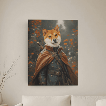 Warrior Cape Portrait - Custom Oil Pet Portrait - Voyapaws
