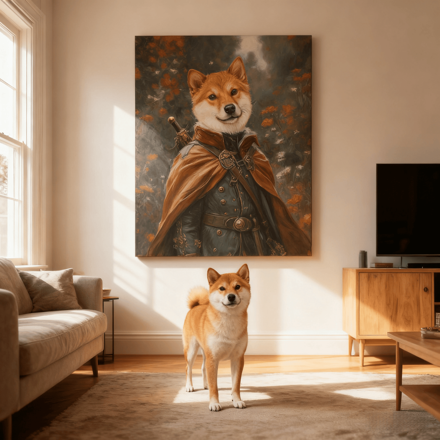 Warrior Cape Portrait - Custom Oil Pet Portrait - Voyapaws